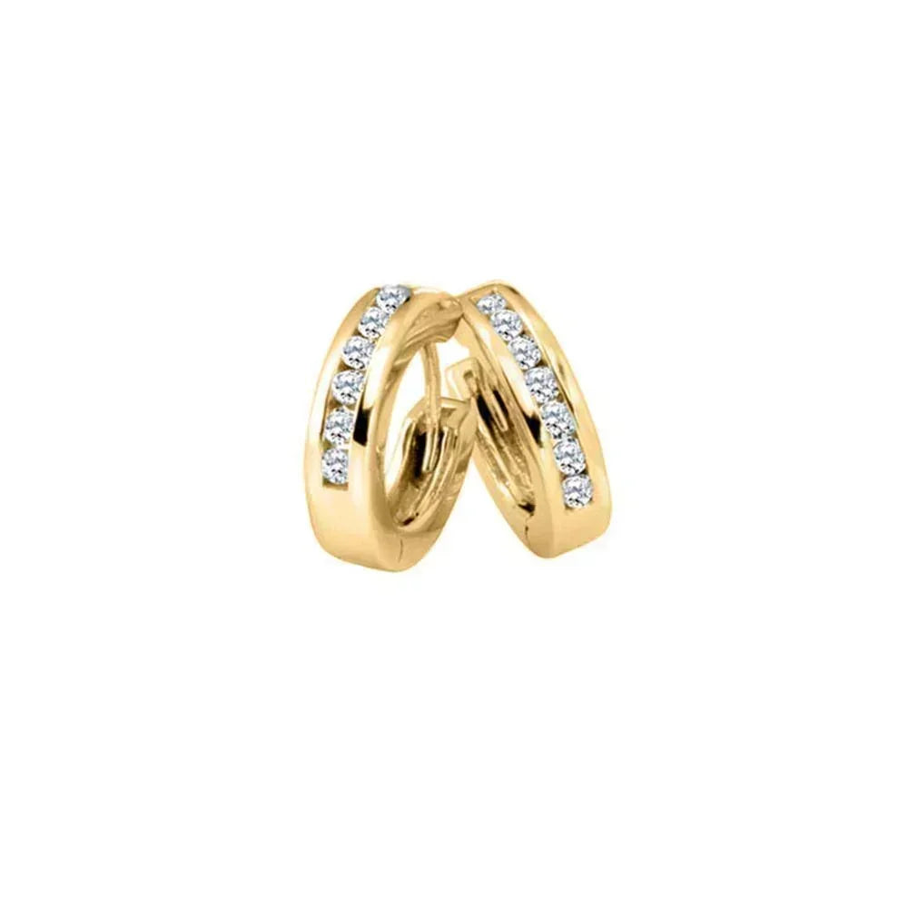 Diamond Classic Huggies set with 0.25tdw in 10K Yellow Gold
