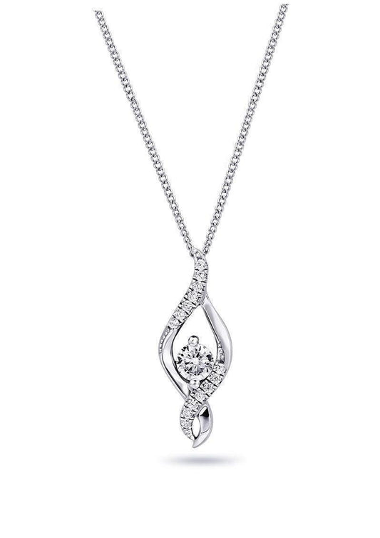0.22TDW Wrapped Solitaire Diamond Pendant in 10K White Gold