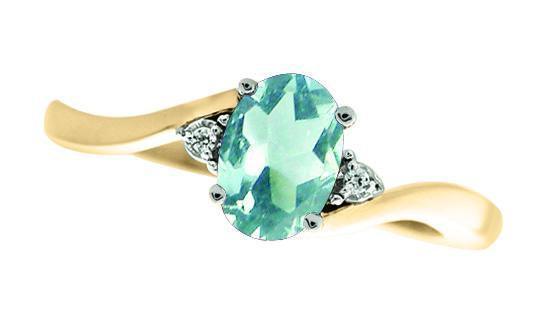 March Birthstone Ring with Diamond Accent set in 10K Yellow gold 87190320