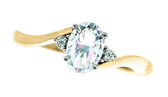 April Birthstone Ring with Diamond Accent set in 10K Yellow gold 87190420