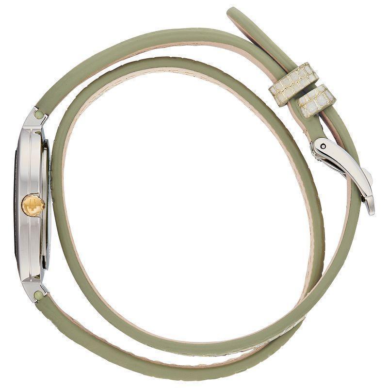 Bulova Rhapsody Green Leather Double Wrap Strap Diamond Women's Watch 98R278