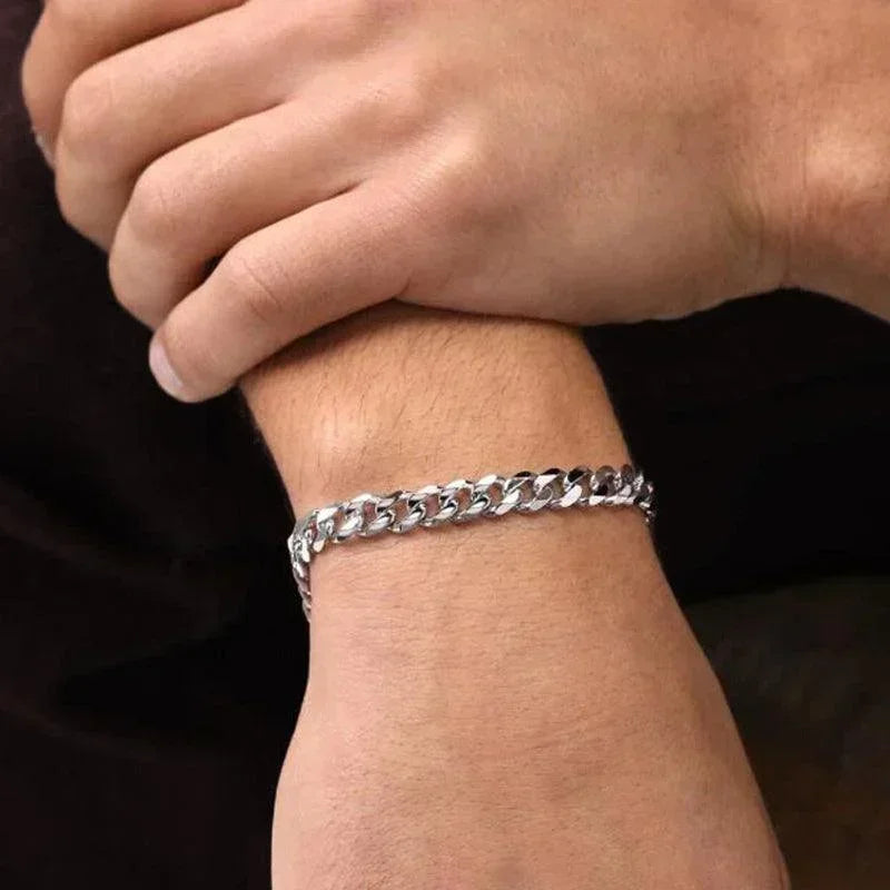 Sterling Silver 6.7mm Men's Curb Link Italian Bracelet