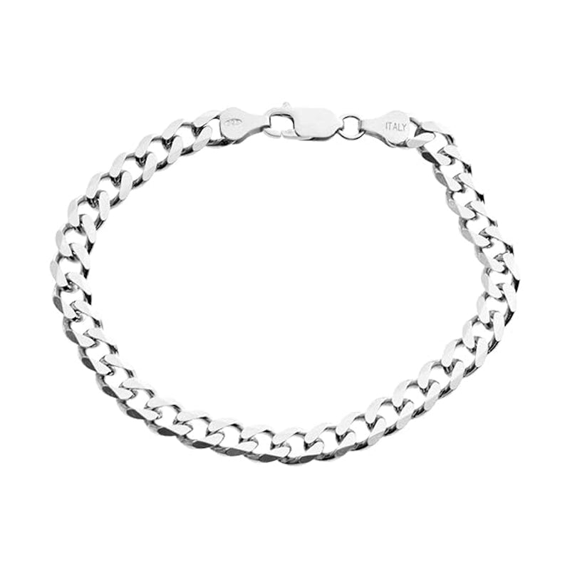 Sterling Silver 6.7mm Men's Curb Link Italian Bracelet