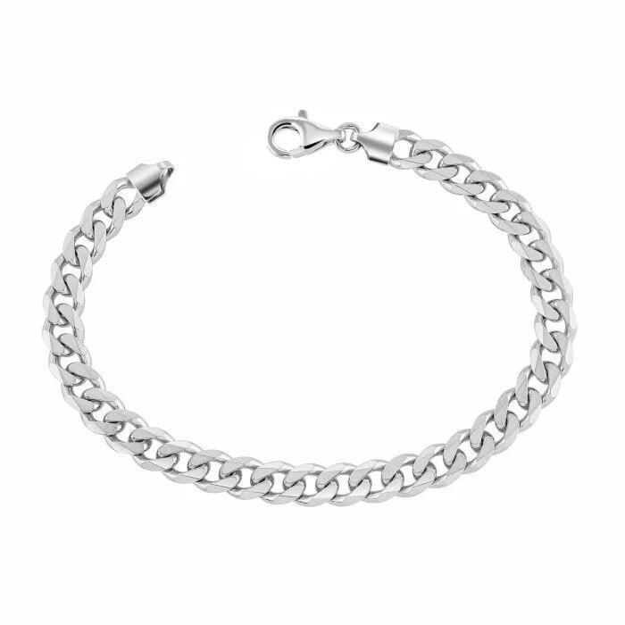 Sterling Silver 7.5mm Men's Curb Link Italian Bracelet