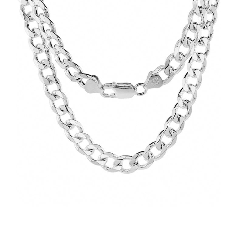 Sterling Silver 24&quot; 8.1mm Italian Men&#39;s Curb Link Chain