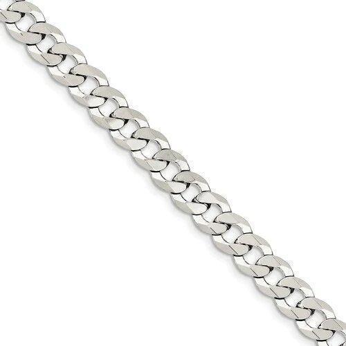 Sterling Silver 9.3mm Men's Curb Link Italian Bracelet