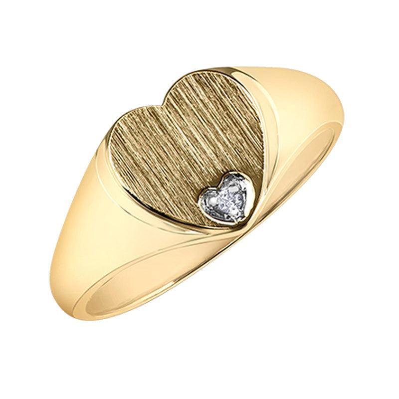 10K Yellow Gold Diamond Heart Baby Ring