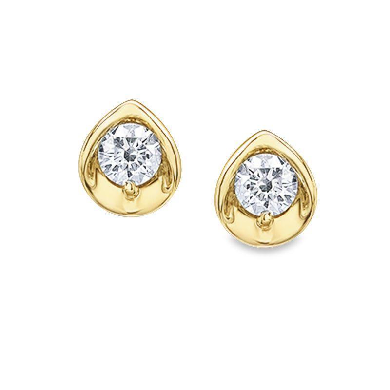 0.20TDW Sparkling Canadian Diamond Earrings in 10K Yellow Gold