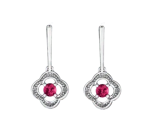 10k White Ruby and Diamond Long Drop Earring