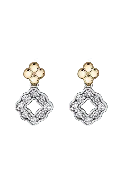 10K White and Yellow Gold 0.25TDW Diamond Floral Earrings