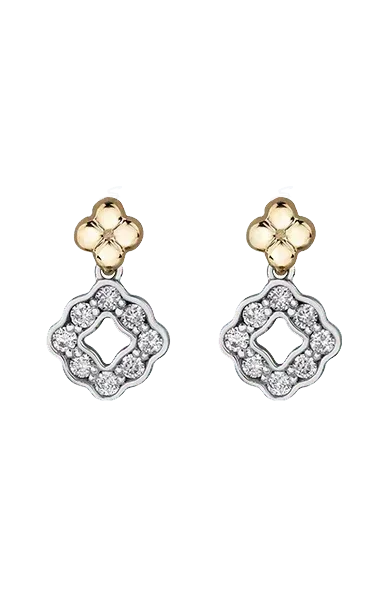10K White and Yellow Gold 0.25TDW Diamond Floral Earrings
