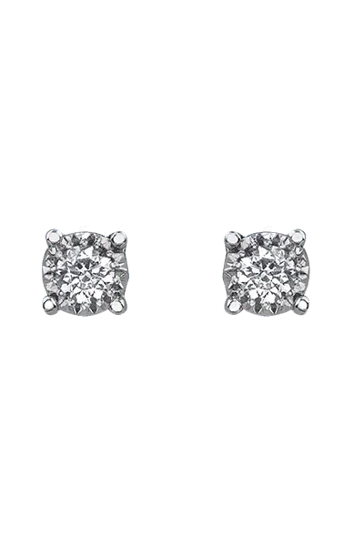 10K White Gold 0.05TDW Diamond Illusion Stud Earrings