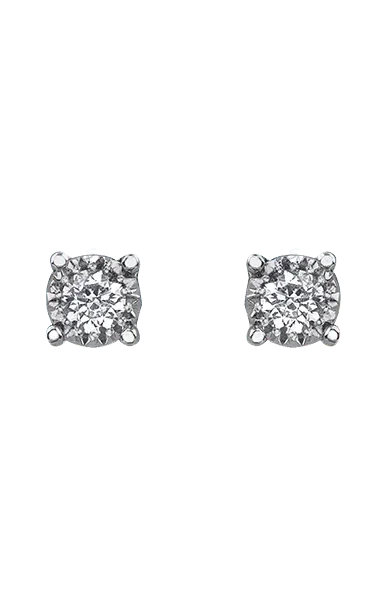 10K White Gold 0.05TDW Diamond Illusion Stud Earrings