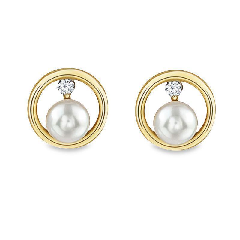 5mm FW Pearl Earrings in 10K Yellow Gold
