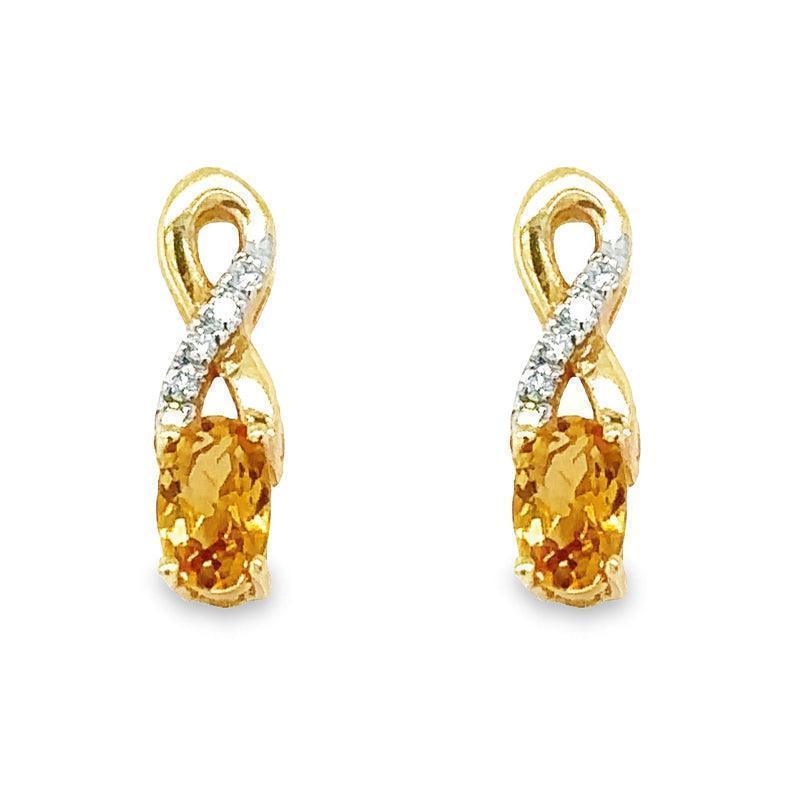 10K Yellow Gold 0.05TDW Diamond & Citrine November Birthstone Earring