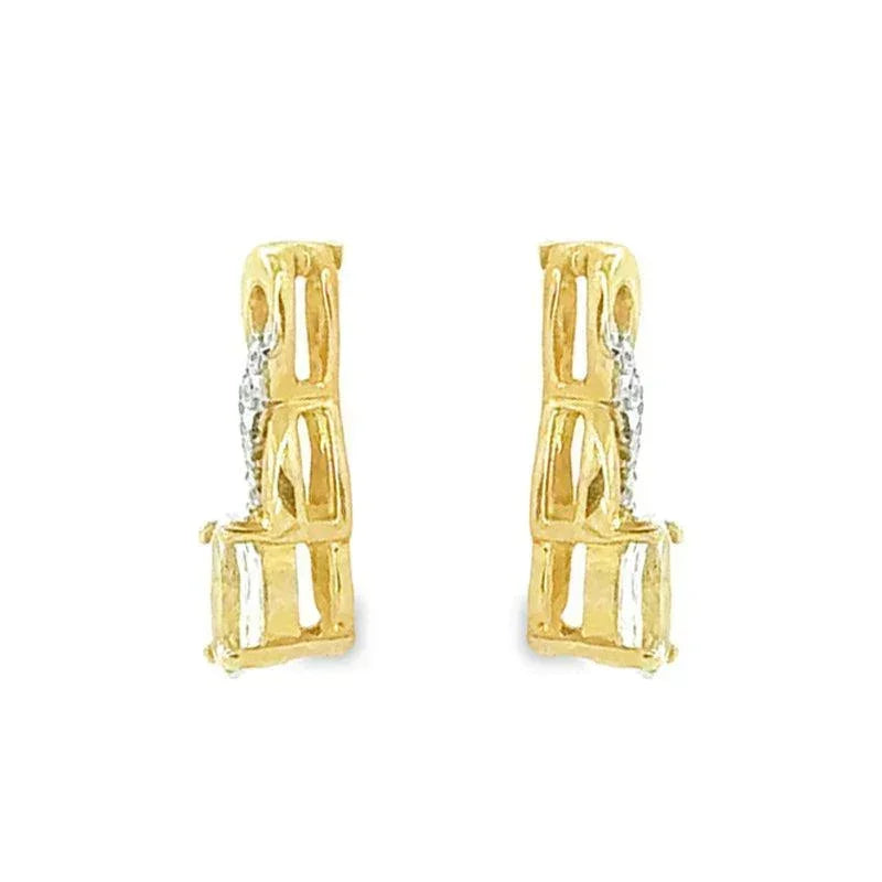 March Birthstone Aqua Infinity Style Earring with 0.05TDW Diamond Accent set in 10k Yellow Gold