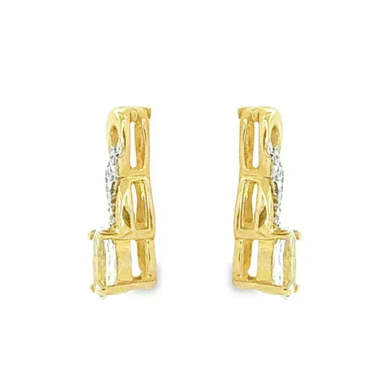 March Birthstone Aqua Infinity Style Earring with 0.05TDW Diamond Accent set in 10k Yellow Gold