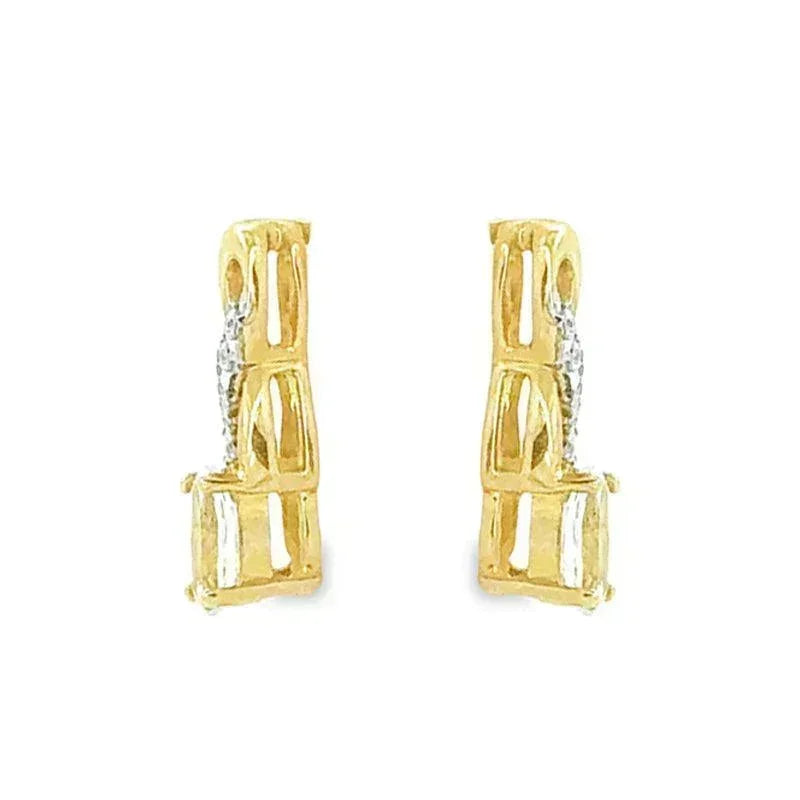March Birthstone Aqua Infinity Style Earring with 0.05TDW Diamond Accent set in 10k Yellow Gold