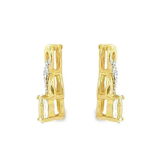 March Birthstone Aqua Infinity Style Earring with 0.05TDW Diamond Accent set in 10k Yellow Gold