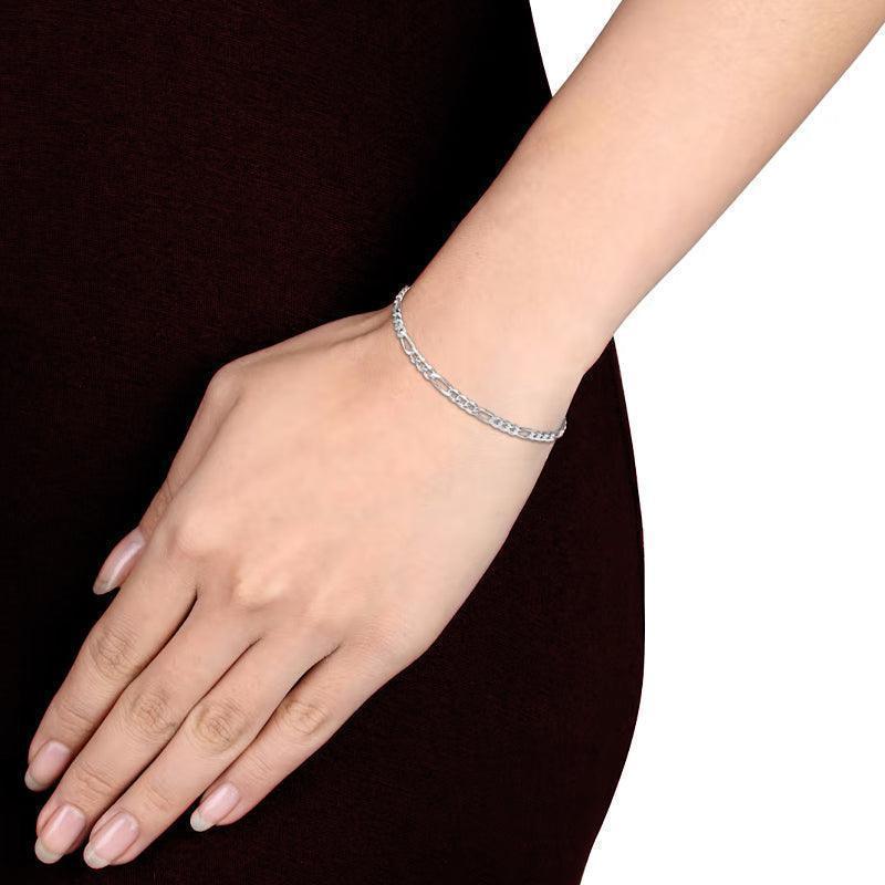 Sterling Silver 3.8mm Figaro Link Italian Bracelet