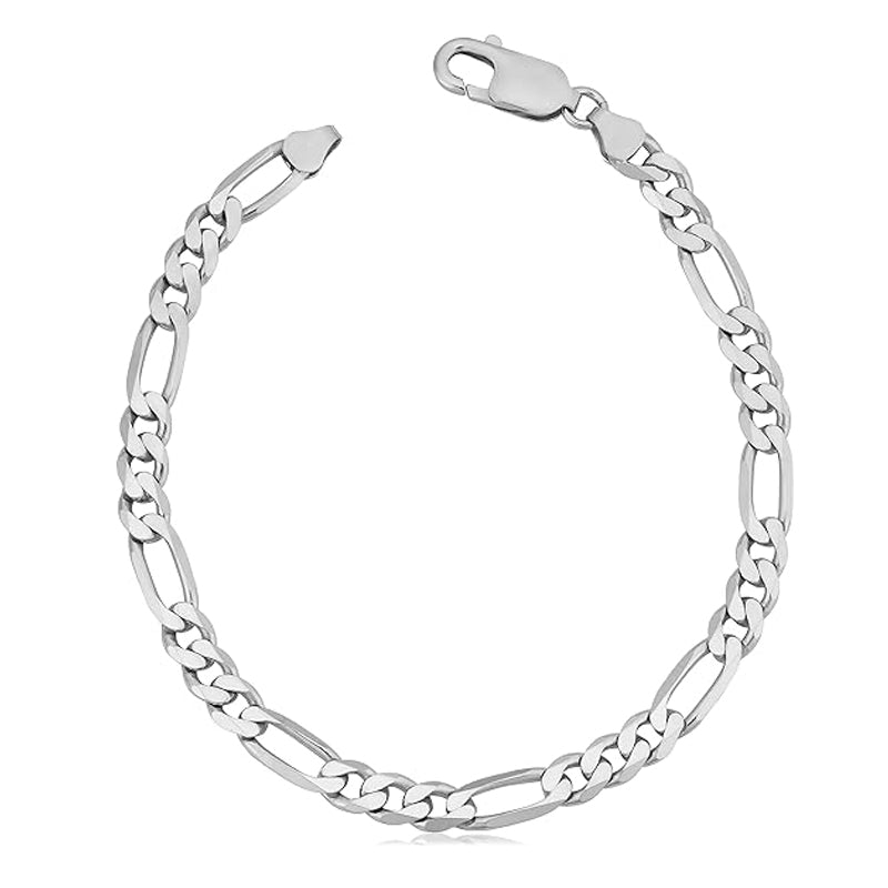 Sterling Silver 4.3mm Figaro Link Italian Bracelet