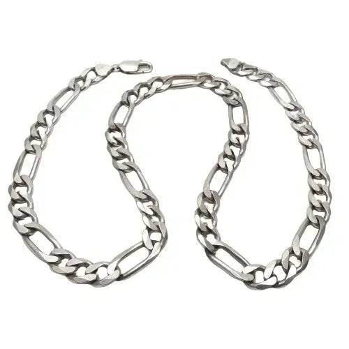 Sterling Silver 24" 7.5mm Italian Men's Figaro Link Chain