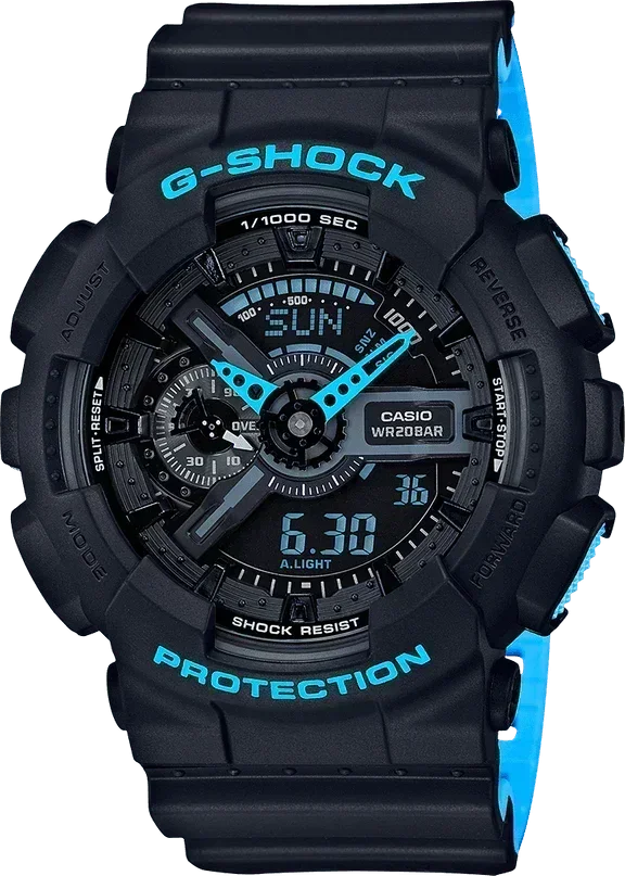 G Shock Black Dial Multifunction Two Tone Men s Watch GA110LN 1A