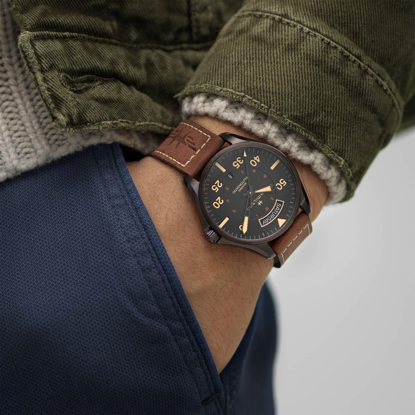 Hamilton Khaki Aviation Day Date Automatic Mens Watch H64605531