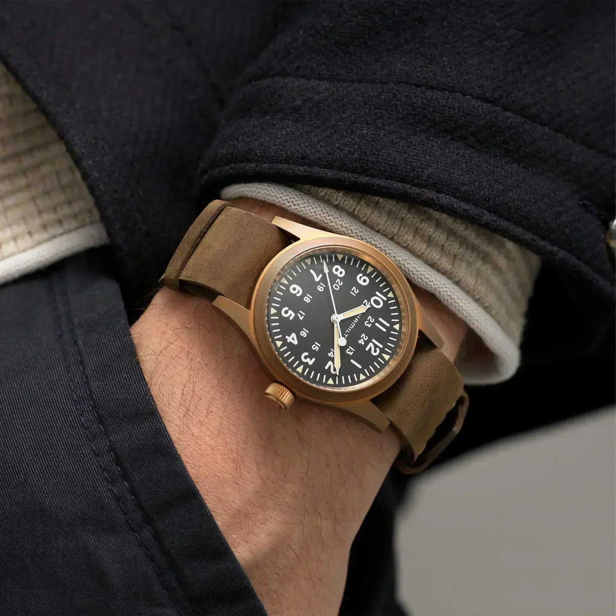 Hamilton Khaki Field Mechanical Bronze Mens Watch H69459530