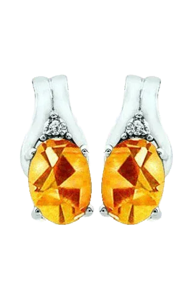 November Birthstone Earring with Diamond Accent set in 10K White Gold