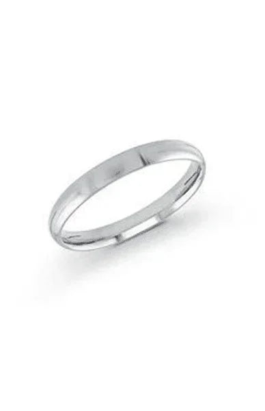 Platinum 3mm high polish rounded dome light comfort fit wedding band