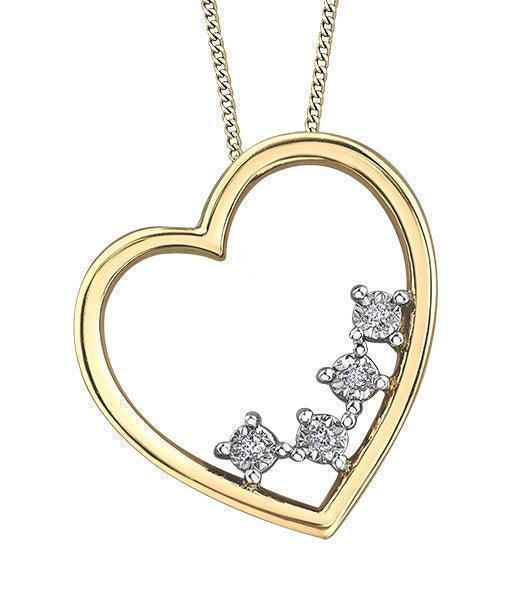0.02TDW Diamond Heart Pendant with Floating Style Diamonds in 10K Yellow Gold