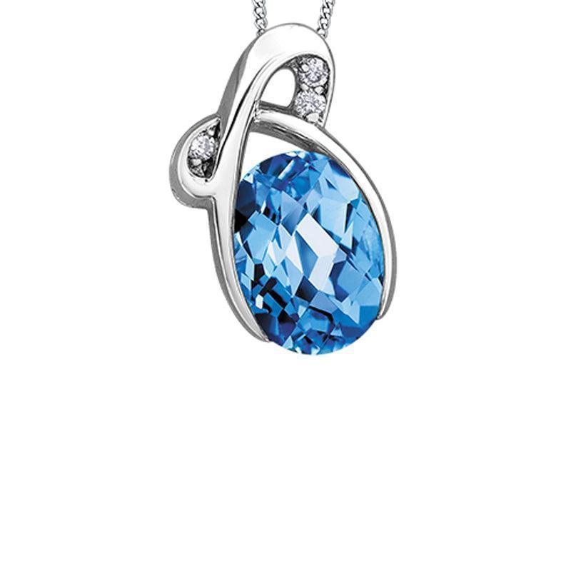 8X6MM Blue Topaz and 0.0 2TDW Diamond Infinity Pendant in 10K White Gold