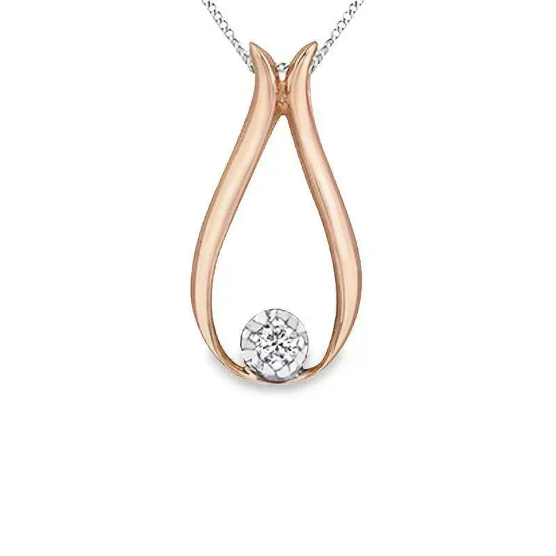Dazzling 0.034TDW Canadian Diamond Teardrop Pendant in 10K Rose Gold