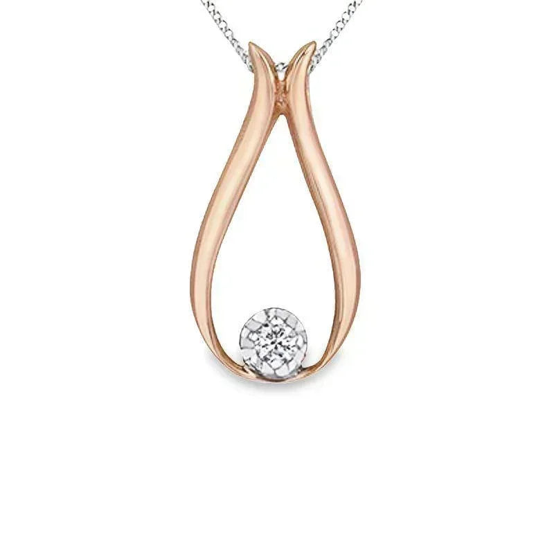 Dazzling 0.034TDW Canadian Diamond Teardrop Pendant in 10K Rose Gold
