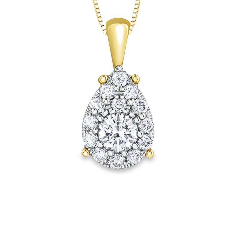 0.22TDW Diamond Pear Solitaire Pendant in 10K Yellow Gold