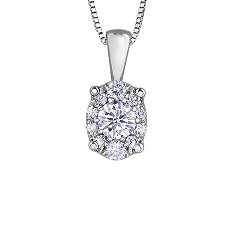 0.23TDW Diamond Oval Pendant in 10K White Gold