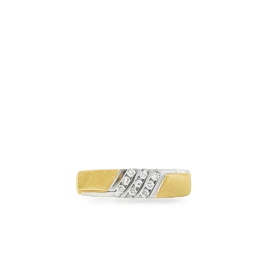 10K Yellow Gold 0.10TDW Women's Diamond Wedding Band With Sand Blast Finish