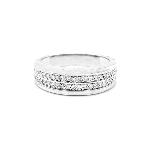 0.50TDW Diamond Men's Wedding Band in 10K White Gold