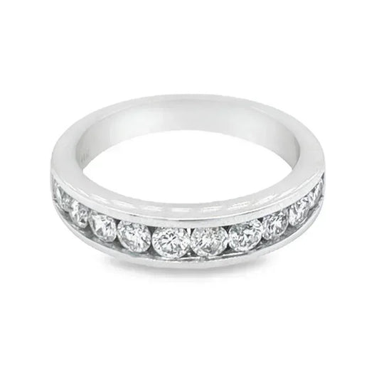 14K White Gold 1.00CT Ten Diamond Anniversary Band