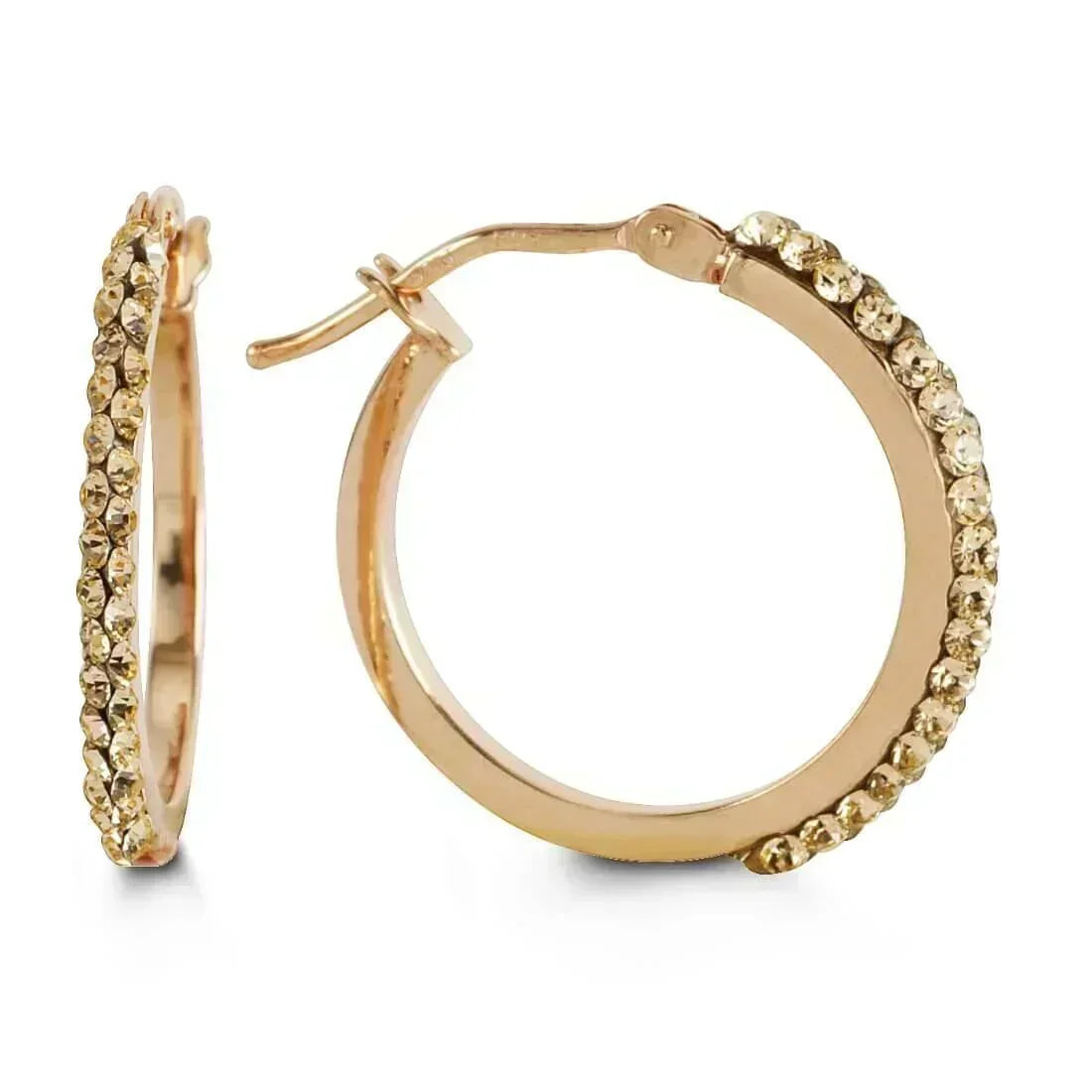 10K Rose Gold Cz Hoop Earrings