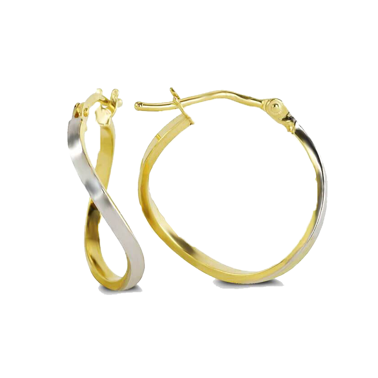 10K White And Yellow Gold Fancy Hoop Earrings
