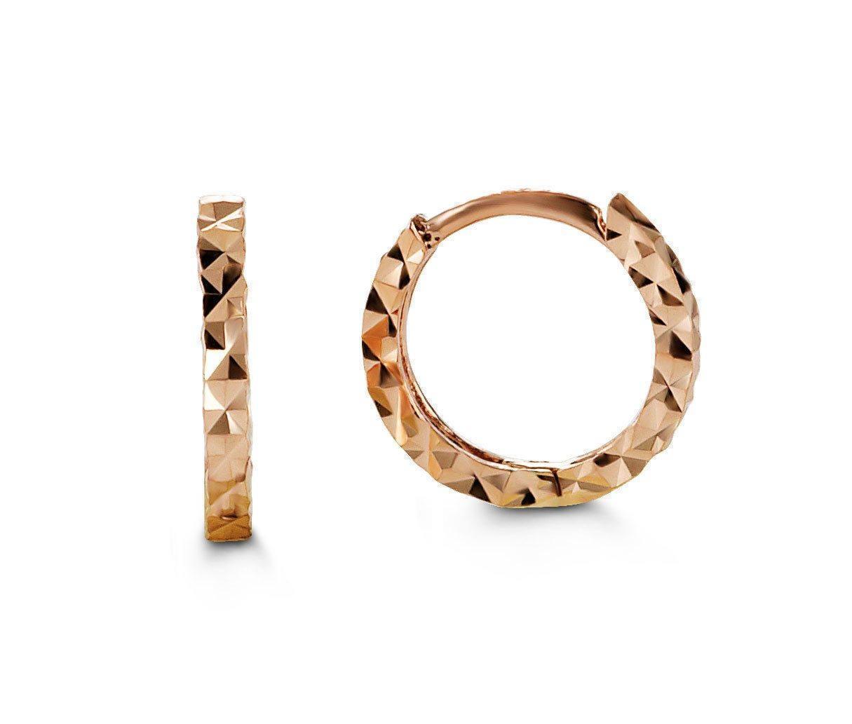 10k Rose Gold Diamond Cut Baby Huggies