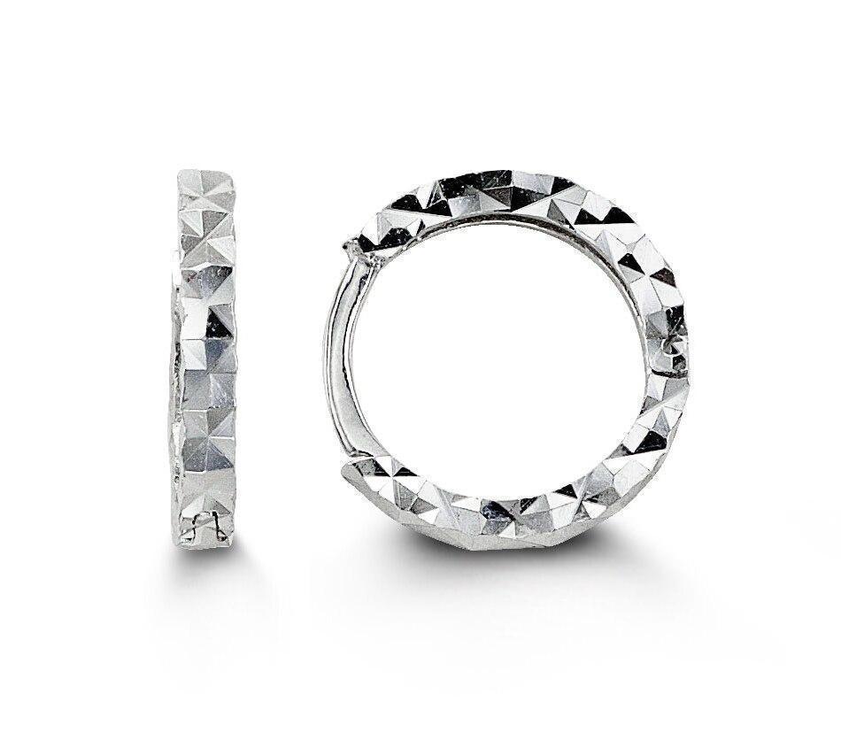 10k White Gold Diamond Cut Baby Huggies
