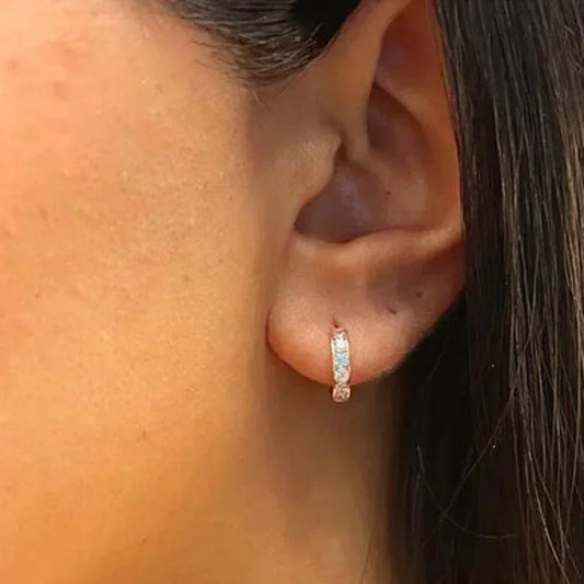 14K Yellow Gold Huggies With Cz