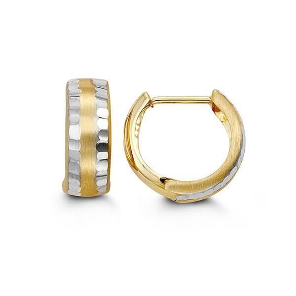 10K Yellow And White Gold Huggy Earrings