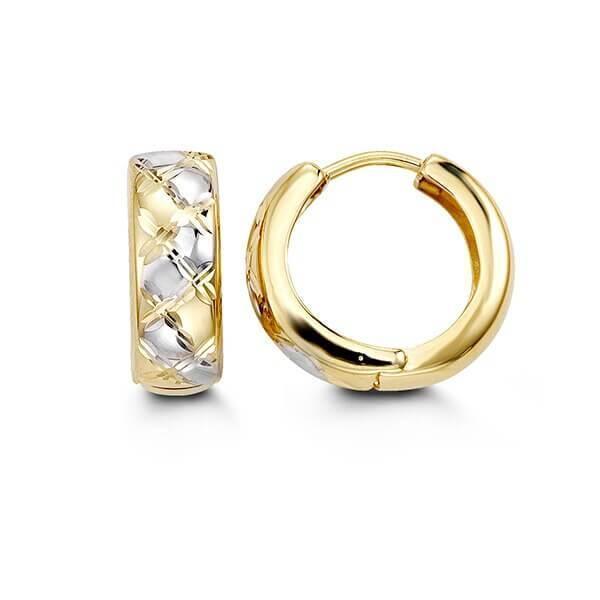 10K Yellow Gold Floral Huggy Earrings