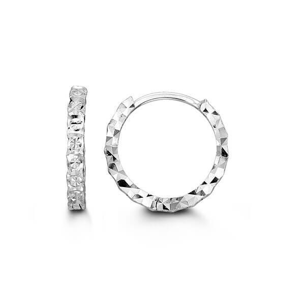 10K White Gold 3D Huggy Earrings