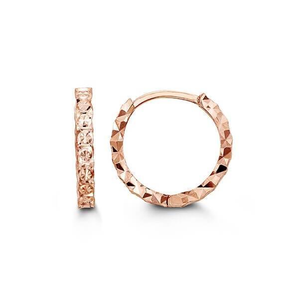 10K Rose Gold 3D Huggy Earrings