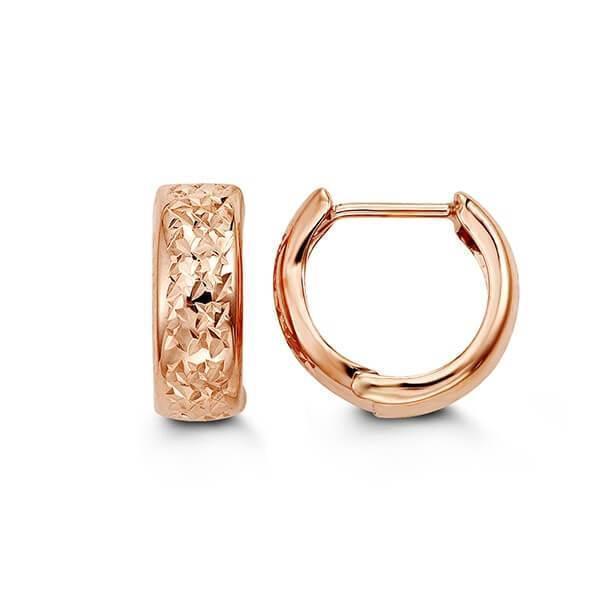 10K Rose Gold Diamond Cut Huggy Earrings